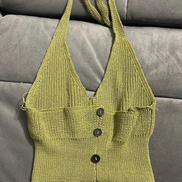 Green Knit Halter Top - Picture 2 of 2